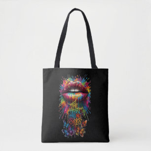 The Heart Has No Sides Regenboog Druipende Lippen Tote Bag