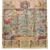 The Heart of Birmingham, England Map Douchegordijn (Voorkant)