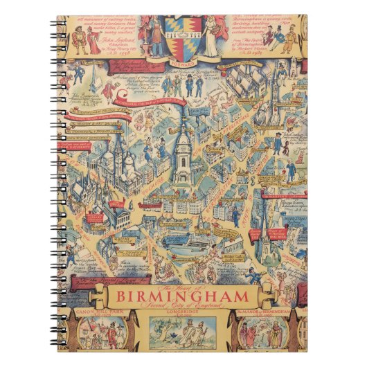 The Heart of Birmingham, England Map Notitieboek (Voorkant)
