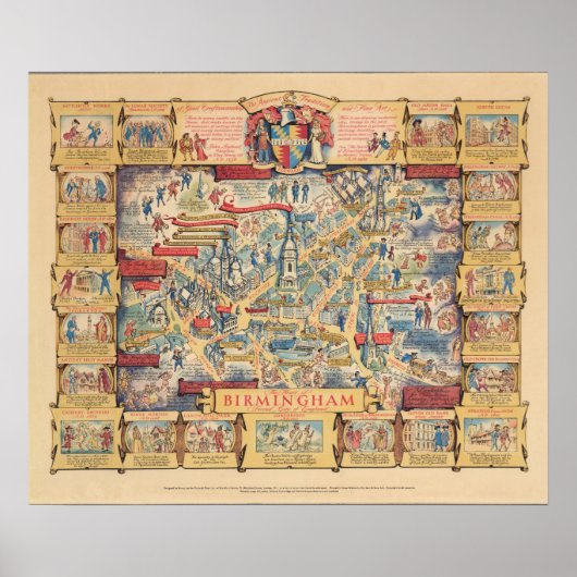 The Heart of Birmingham, England Map Poster (Voorkant)