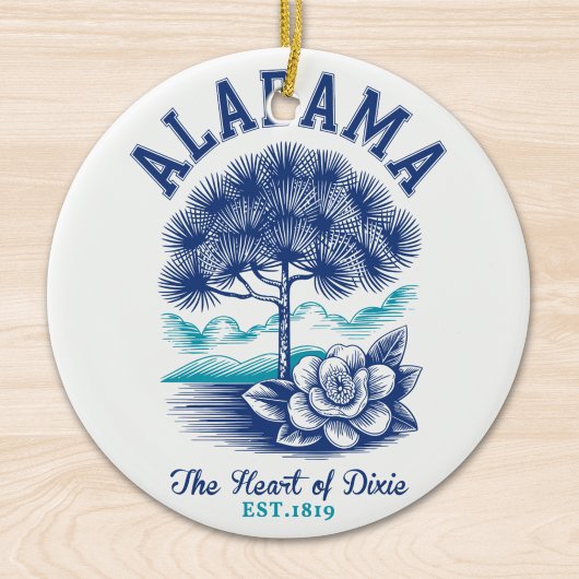 The Heart of Dixie – Alabama Camellia & Tree Graph Keramisch Ornament