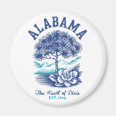 The Heart of Dixie – Alabama Camellia & Tree Graph Magneet (Voorkant)