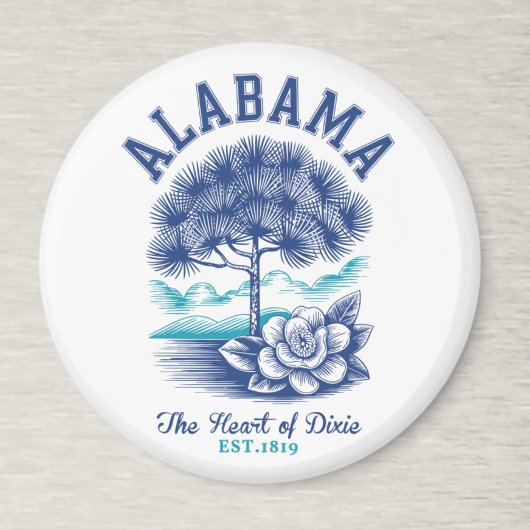 The Heart of Dixie – Alabama Camellia & Tree Graph Magneet