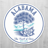 The Heart of Dixie – Alabama Camellia & Tree Graph Sticker