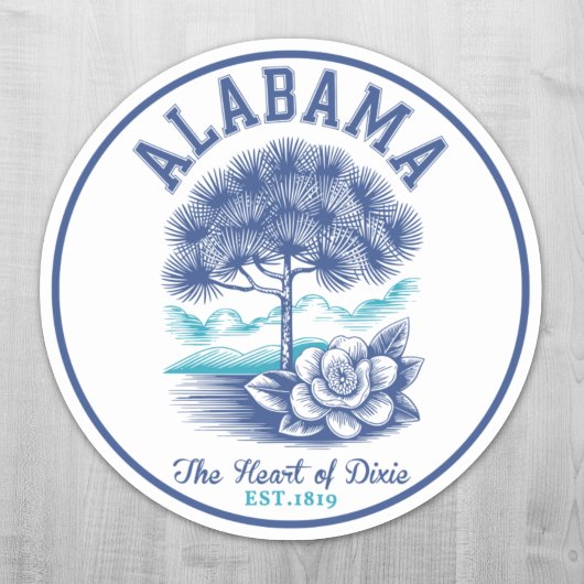 The Heart of Dixie – Alabama Camellia & Tree Graph Sticker