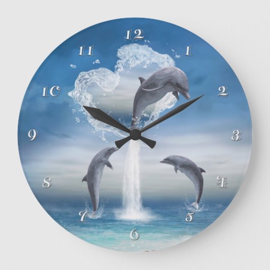 The Heart of The Dolphins Wall Clock Grote Klok (Voorkant)