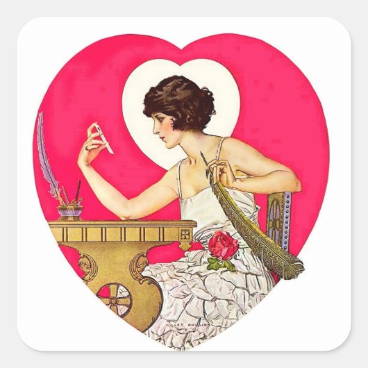 The Heart's Desire van C Coles Phillips Vierkante Sticker (Voorkant)