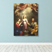 The Heavenly and Earthly Trinities by Murillo Canvas Afdruk (Insitu (Houten vloer))