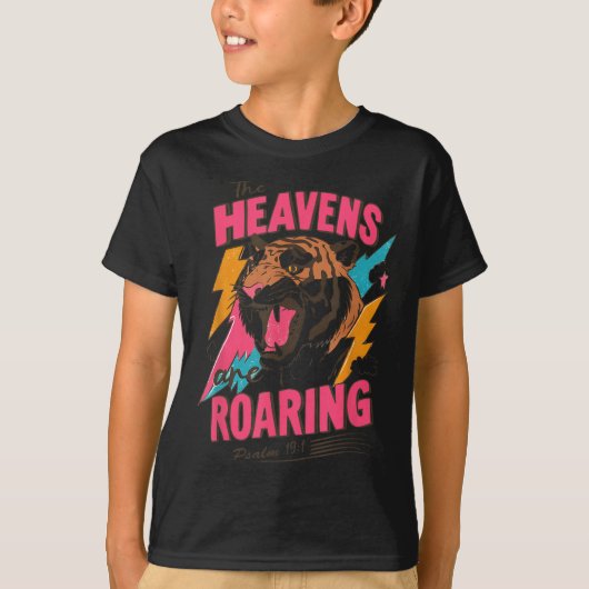 The Heavens Are Roaring Psalm 19_1, Retro Tiger Gr T-shirt (Voorkant)