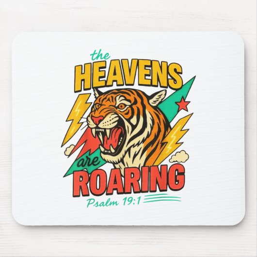 The Heavens Are Roaring Psalm 19_1 Tiger Christian Muismat (Voorkant)