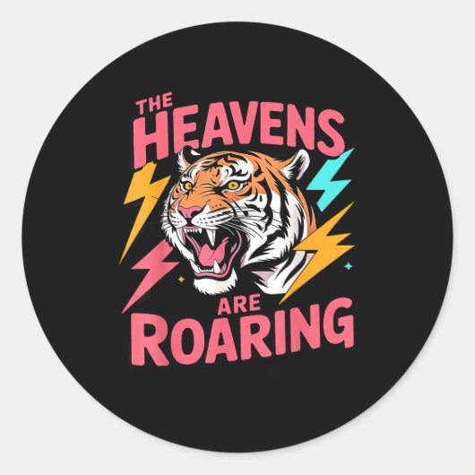 The Heavens Are Roaring Psalm 19_1 Tiger Christian Ronde Sticker (Voorkant)