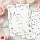 The Heirloom Rose & Ribbon Signature Stork Kaart