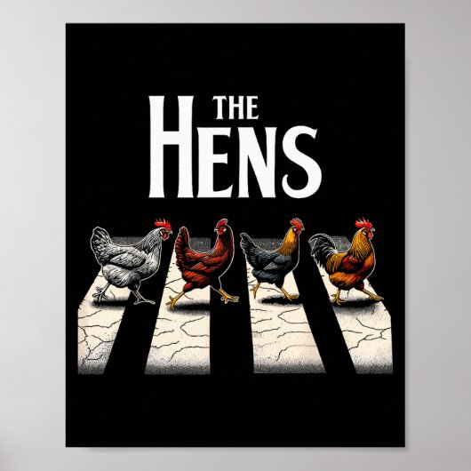 The Hens Retro Chicken Men Kids Women Funny Chicke Poster (Voorkant)