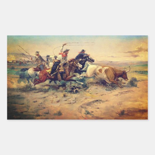 The Herd Quitter (door C.M. Russell, ca. 1897) Rechthoekige Sticker (Voorkant)