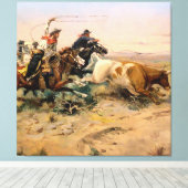 “The Herd Quitter” Westerse kunst van Charles M Ru Canvas Afdruk (Insitu (Houten vloer))