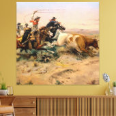 “The Herd Quitter” Westerse kunst van Charles M Ru Canvas Afdruk (Insitu (Woonkamer))