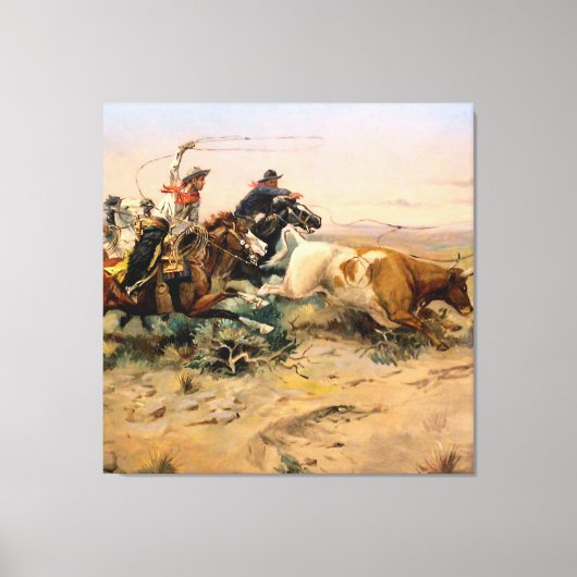 “The Herd Quitter” Westerse kunst van Charles M Ru Canvas Afdruk (Voorkant)