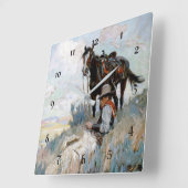 "The Herder" Westerne kunst van Philip R Goodwin Vierkante Klok (Hoek)