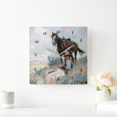 "The Herder" Westerne kunst van Philip R Goodwin Vierkante Klok (Huis)