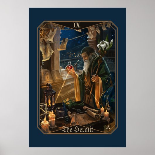 The Hermit tarot card -  fantasy alchemy art Poster (Voorkant)