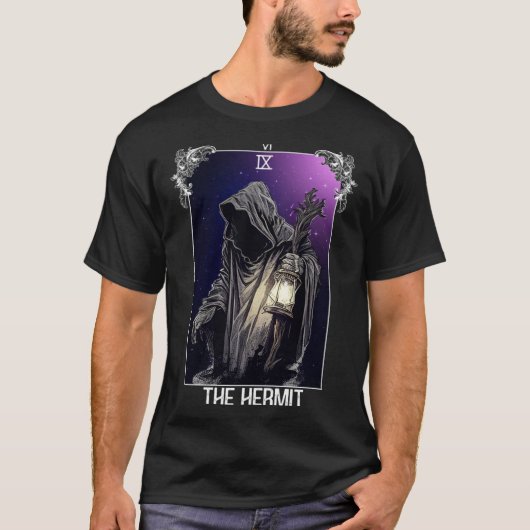 The Hermit Tarot Card Gothic Halloween Grim Reaper T-shirt (Voorkant)