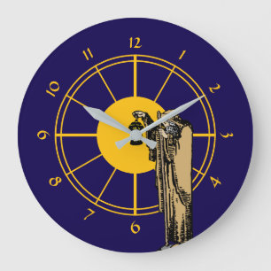  "The Hermit" Tarot Kaart Sjabloon Grote Klok