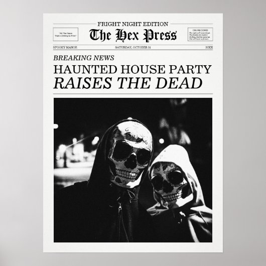The Hex Press Newspaper Haunted House Party Poster (Voorkant)