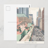 The High Line NYC Pastel Kunst Briefkaart (Voorkant / Achterkant)