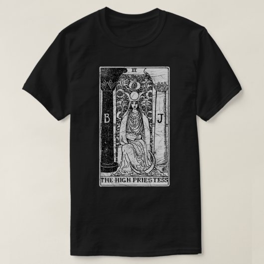 The High Priestess Tarot Card Major Arcana fortune T-shirt (Design voorkant)