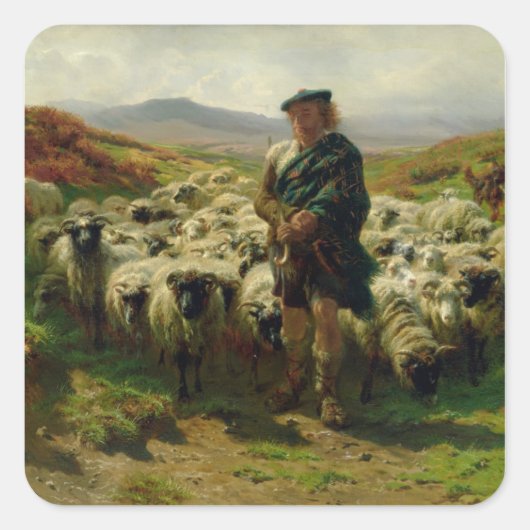 The Highland Shepherd, 1859 Vierkante Sticker (Voorkant)