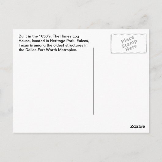 The Himes Log House - Euless, Texas Briefkaart (Achterkant)