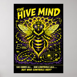 The Hive Mind Sci-Fi Queen Bee Art Poster
