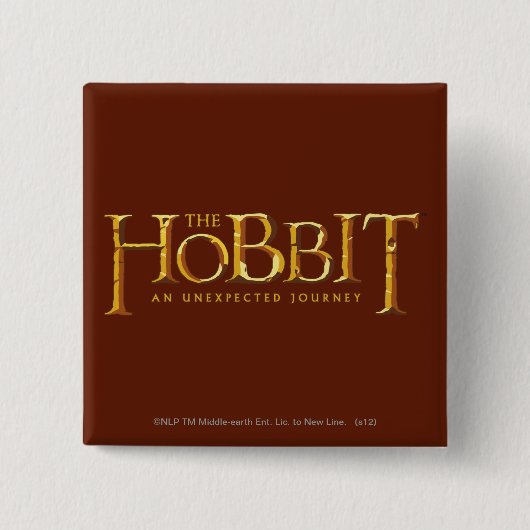 The Hobbit Logo Gold Vierkante Button 5,1 Cm (Voorkant)