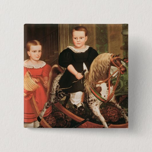 The Hobby Horse, c.1840 Vierkante Button 5,1 Cm (Voorkant)