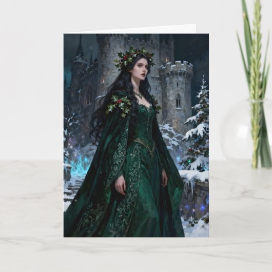 The Holly Queen Christmas Feestdagen Kaart (Voorkant)