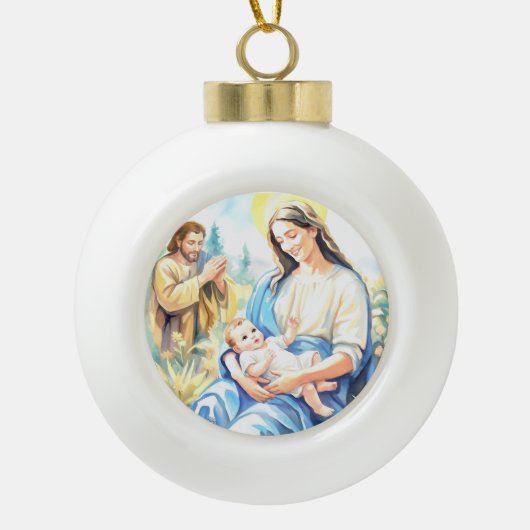 The Holy Family - Nativity Keramische Bal Ornament (Voorkant)