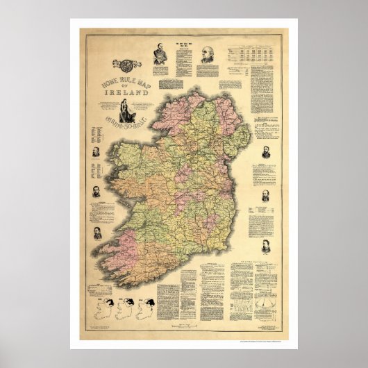 The Home Rule of Ireland door Ballance 1893 Poster (Voorkant)