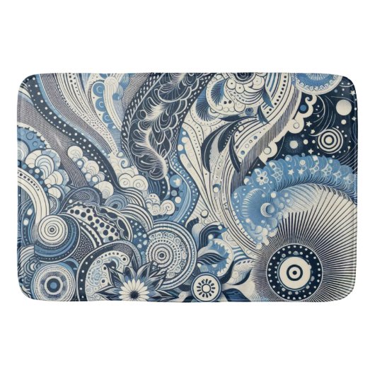 The Home Studio Indigo Bloom Badmat (Voorkant)
