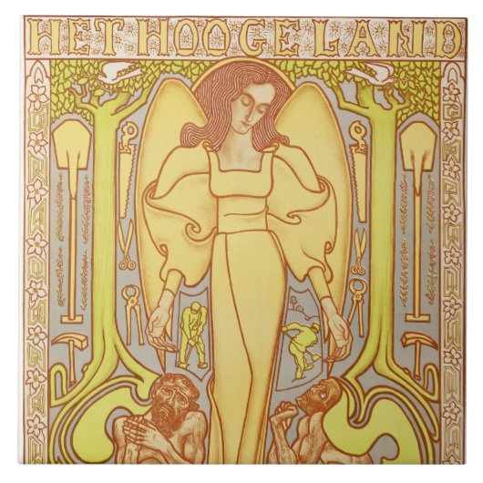 The Hoogeland, Beekbergen (1896) door Jan Toorop Tegeltje (Voorkant)