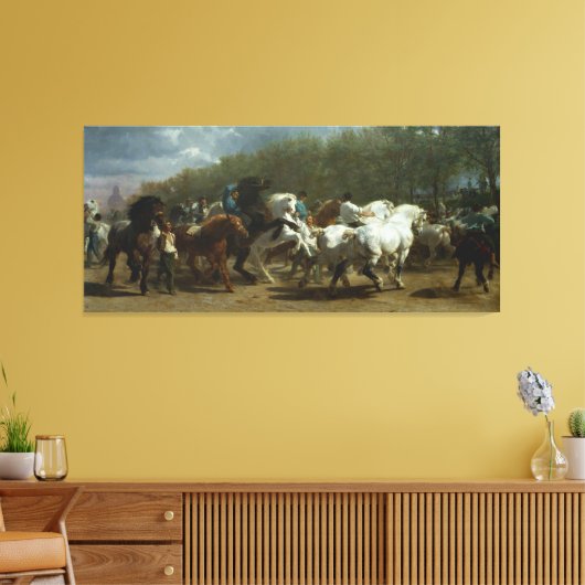 "The Horse Fair" van Rosa Bonheur Canvas Afdruk (Insitu (Woonkamer))