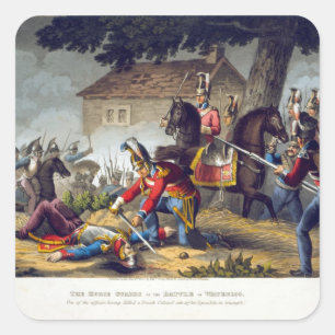 The Horse Guards bij de slag om Waterloo, grav Vierkante Sticker