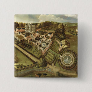 The House and Garden of Llanerch Hall, Denbighshir Vierkante Button 5,1 Cm