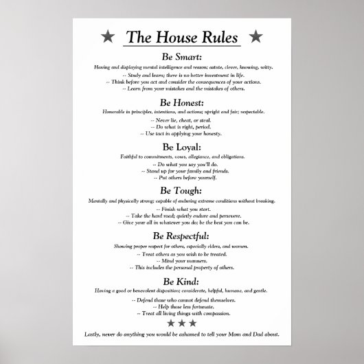 The House Rules v3white Poster (Voorkant)