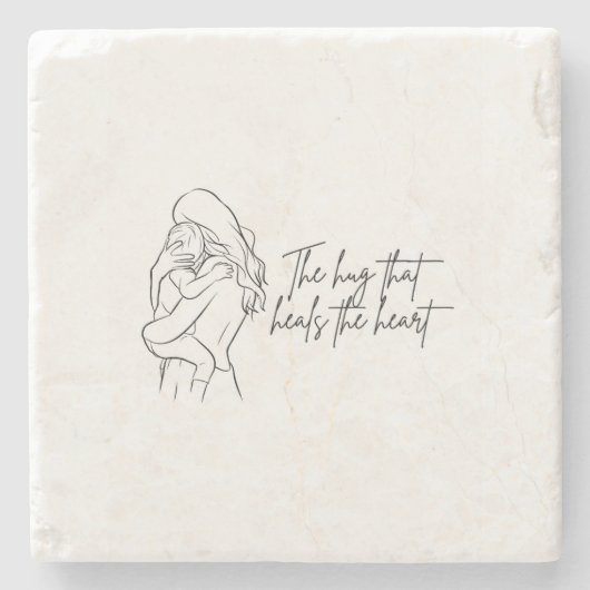 The Hug That Heals the Heart Stone Coaster  Stenen Onderzetter (Voorkant)