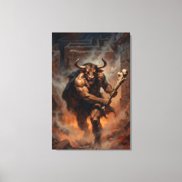 The Hulking Minotaur of the Labyrinth Canvas Afdruk