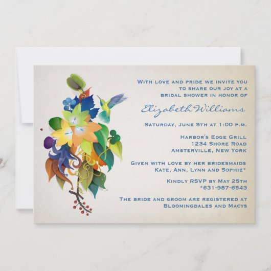 The Hummingbird Bridal Shower Kaart (Voorkant)