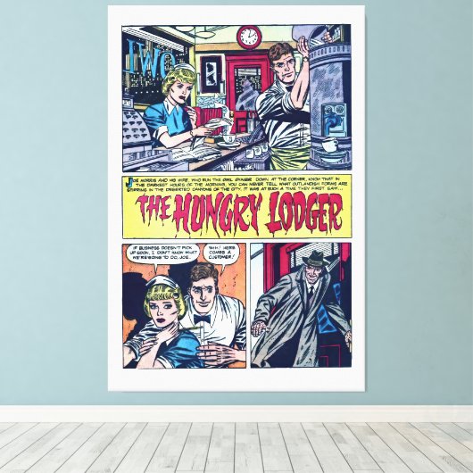 The Hungry Lodger  1950s Horror Comics Canvas Afdruk (Insitu (Houten vloer))