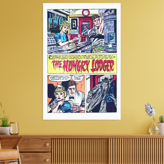 The Hungry Lodger 1950s Horror Comics Canvas Afdruk (Insitu (Woonkamer))