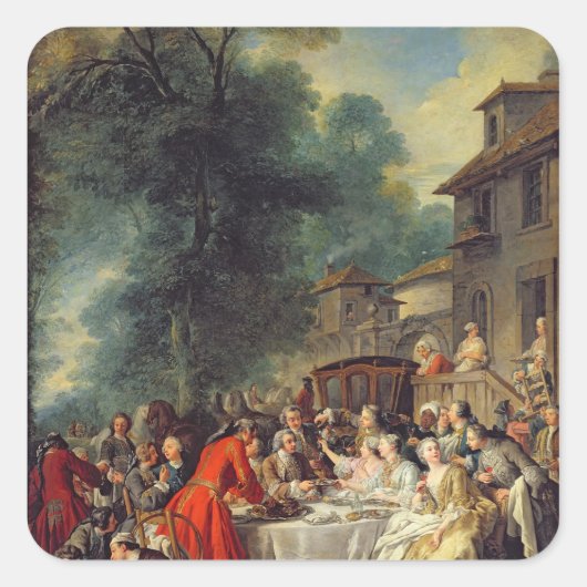 The Hunt Lunch, 1737 Vierkante Sticker (Voorkant)