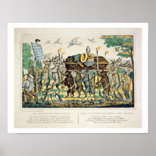 The Hunter's Procession, c.1850 (met de hand gekle Poster